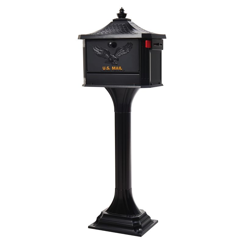Gibraltar Mailbox Pedestal All In One Mailbox and Address Posts Black