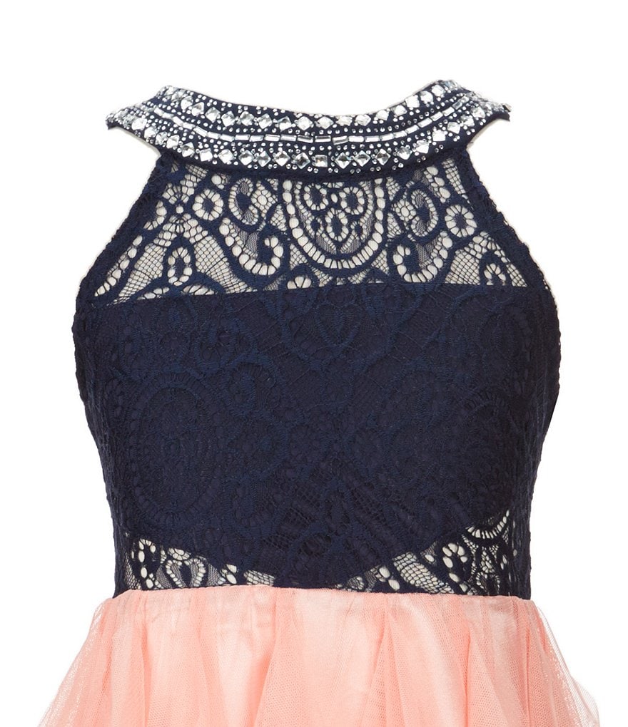 Tween Diva Big Girls 7-16 Beaded-Neck Fit-And-Flare Dress