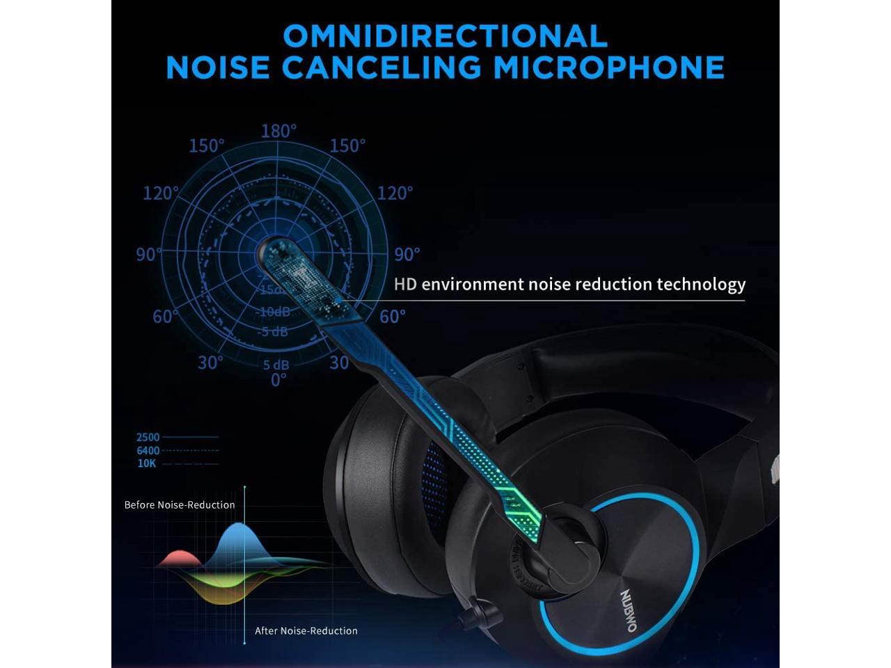 USB Gaming Headset with 7.1 Surround Sound Stereo, USB Headphones with Noise Canceling Mic & RGB Light, Compatible with PC, PS4 Console, Laptop