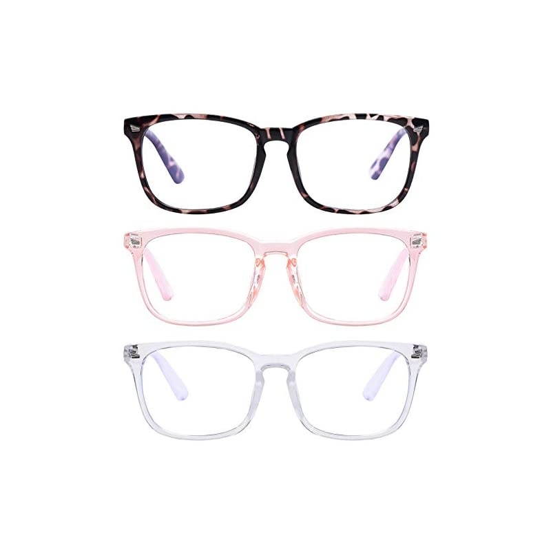Blue Light Blocking Glasses Blue Filter Computer Glasses (Anti Eye Eyestrain) Gaming Glasses for Women Man (Leopard/White/Pink)