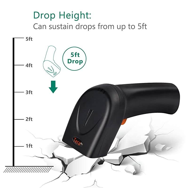 Barcode Scanner Wireless and Wired 1D 2D QR Digital Printed Bar Codes Reader Portable Handheld Barcode Scanner Compact with Magic Diamond Accurate Rapid Aiming System and Vibration Alert