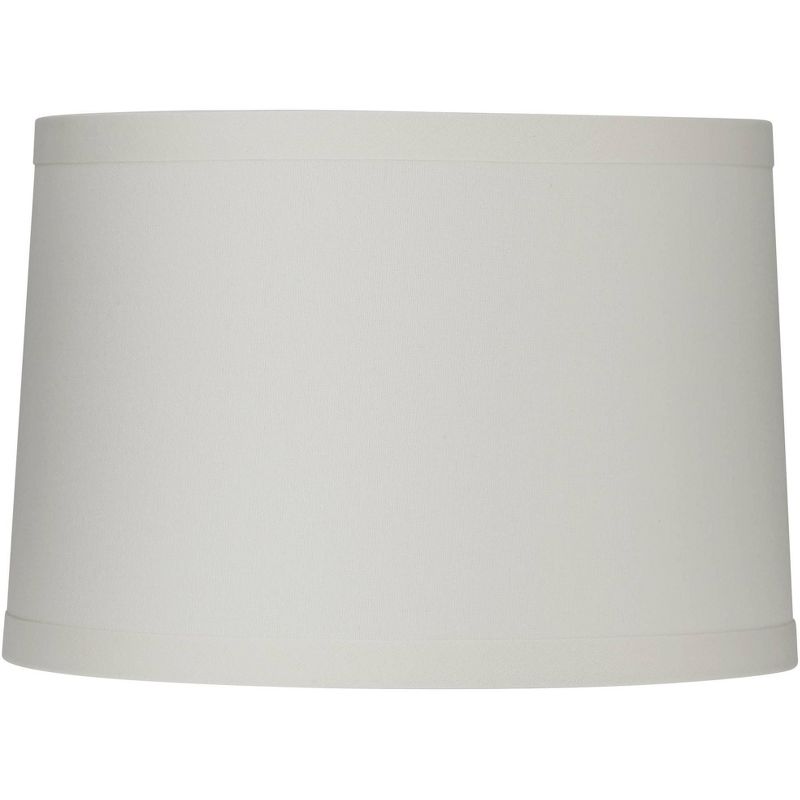 Springcrest White Linen Medium Drum Lamp Shade 15" Top x 16" Bottom x 11" High (Spider) Replacement with Harp and Finial