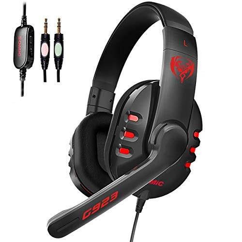 somic g923 stereo sound 3.5mm plug gaming headset with mic&spliter cable, for pc, laptops,smartphones,playstation,xbox one,ps4,tablet black