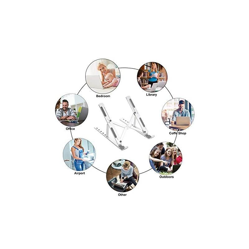 Adjustable Laptop Stand Foldable Aluminum Desktop Laptop Riser Compatible with All Laptops iPad Tablet up to 156 inches Silver