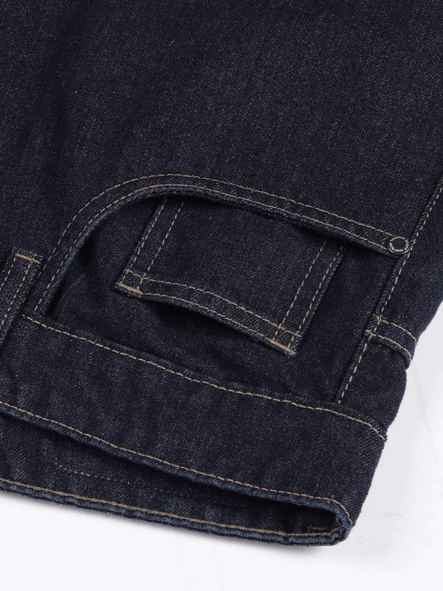 Thomas Scott Dark Blue Cotton Loose fit Solid Jeans