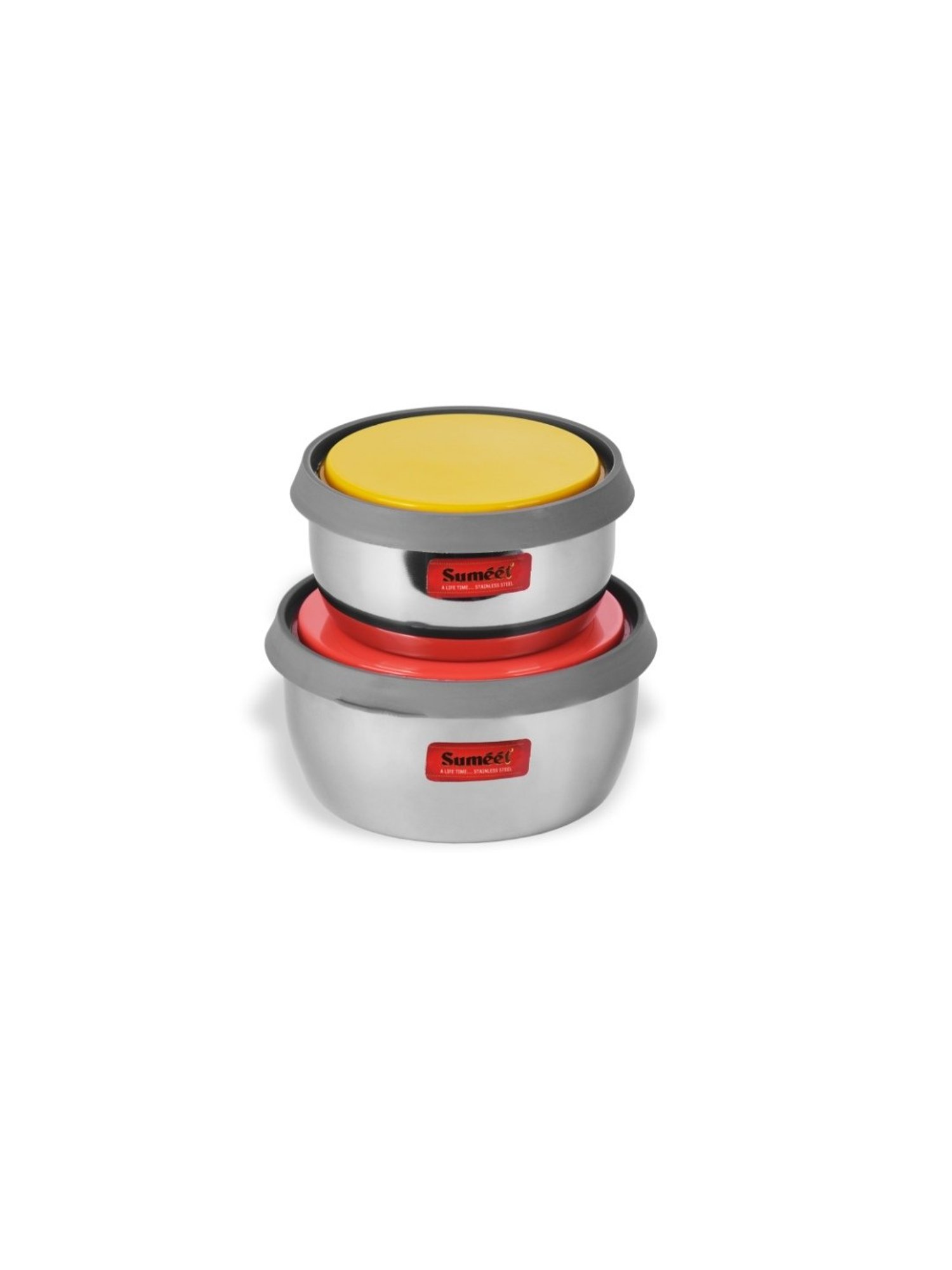 Aristo Silver Stainless Steel Storage Containers with Base Stand - Set of 7