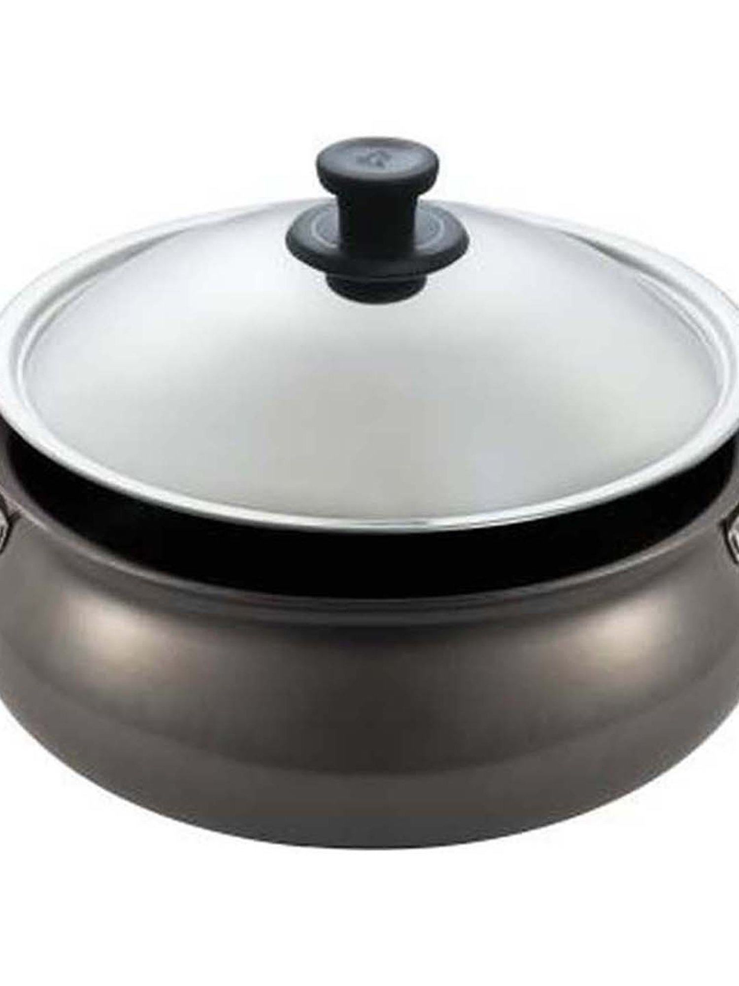 Pigeon Black & Silver Aluminium 24 cm Non-Stick Gravy Handi With Lid (3 L) - Set of 1