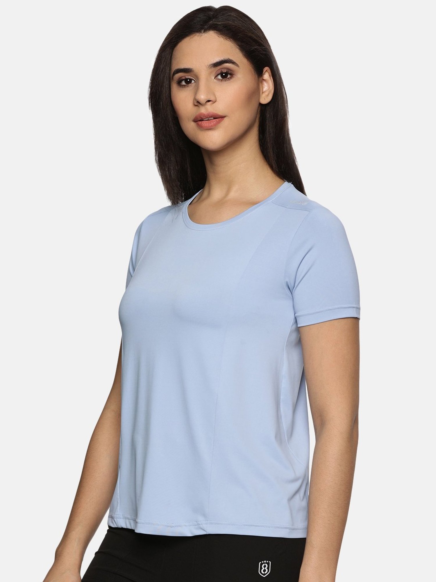 Domin8 Women Breathable Quick Dry  Regular Fit Sports T-Shirt (Sky Blue)