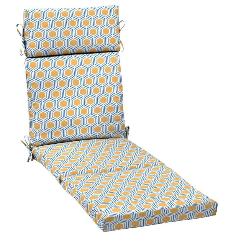 Honeycomb Outdoor Chaise Lounge Cushion Yellow - Arden Selections