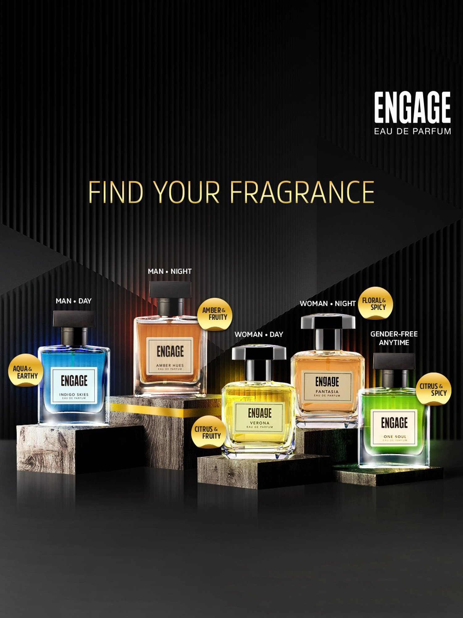 Engage Amber Hues Eau de Parfum for Men - 100 ml