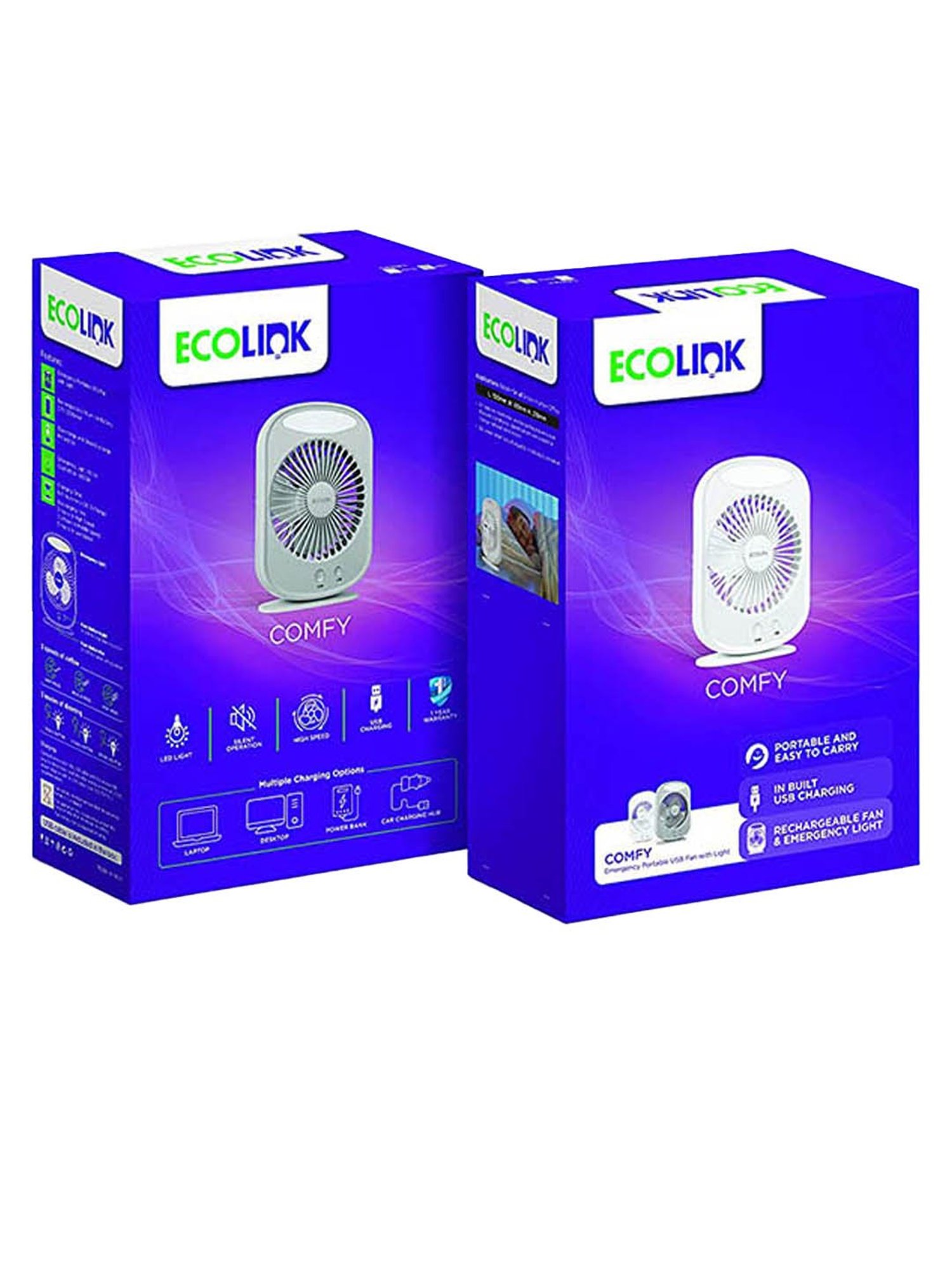 EcoLink Comfy 913715149801 Rechargeable Fan (White)