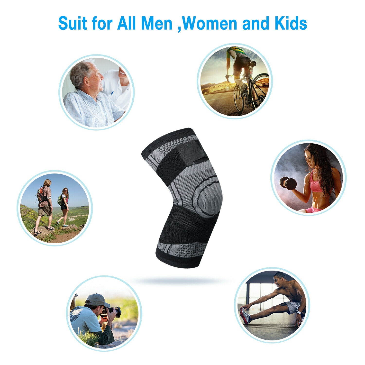 Copper Compression Knee Sleeve Brace Patella Support Fit Sports Gym Joint Pain