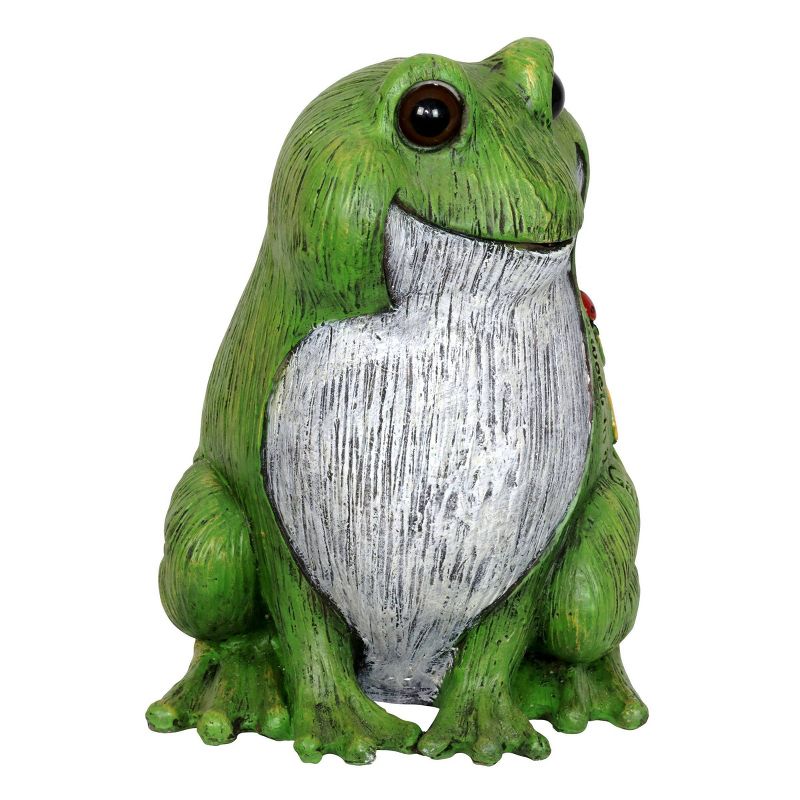 10.24" Resin Garden Frog Statue Green - Exhart