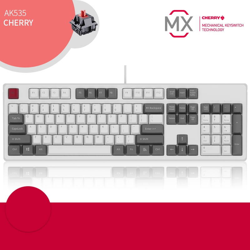 A-jazz AK535  N-key Rollover  Ergonomic Design,Cool Exterior USB Wired Cherry  MX Red Mechanical Gaming  Keyboard For Office And Game,  PBT Keycaps  - Blue Lotus ( No Light Version )
