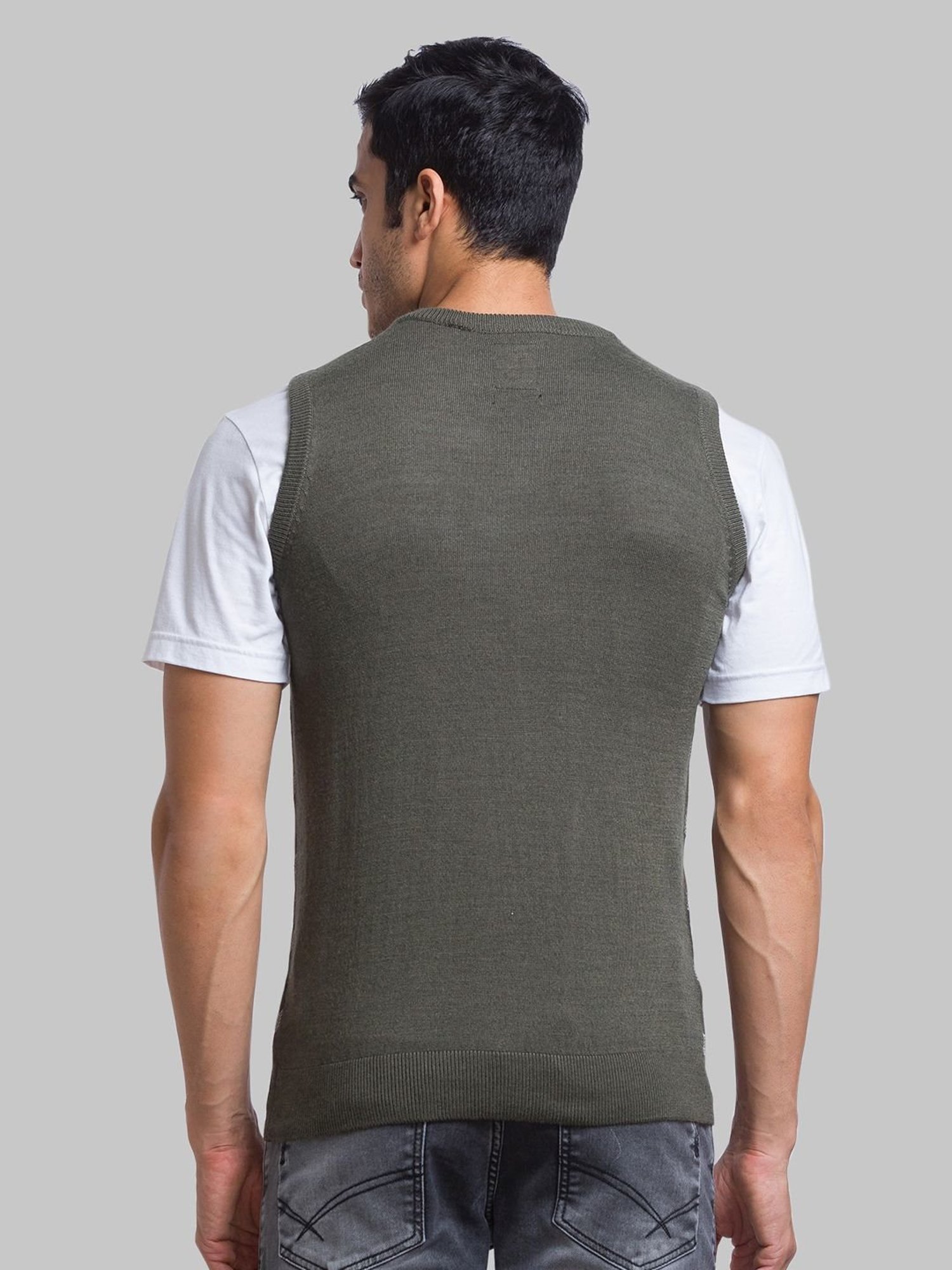 Parx Green Regular Fit Printed Sweater