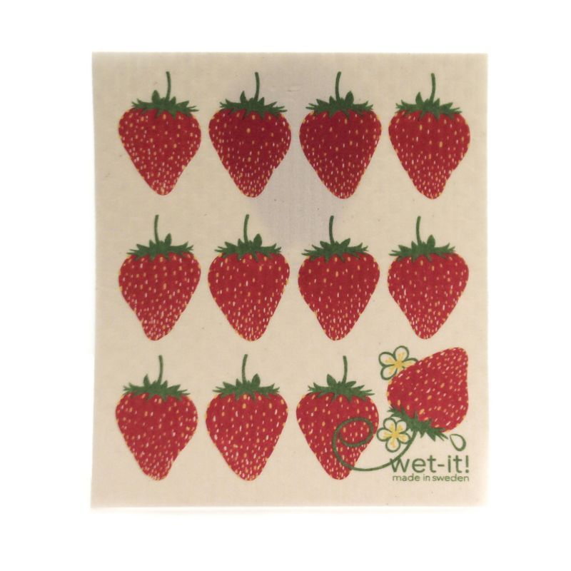 Swedish Dish Cloth 7.75" Delicious Fruit Set/4 Absorbent Cleaning Cloth Strawberry Grape  -  Dish Cloth