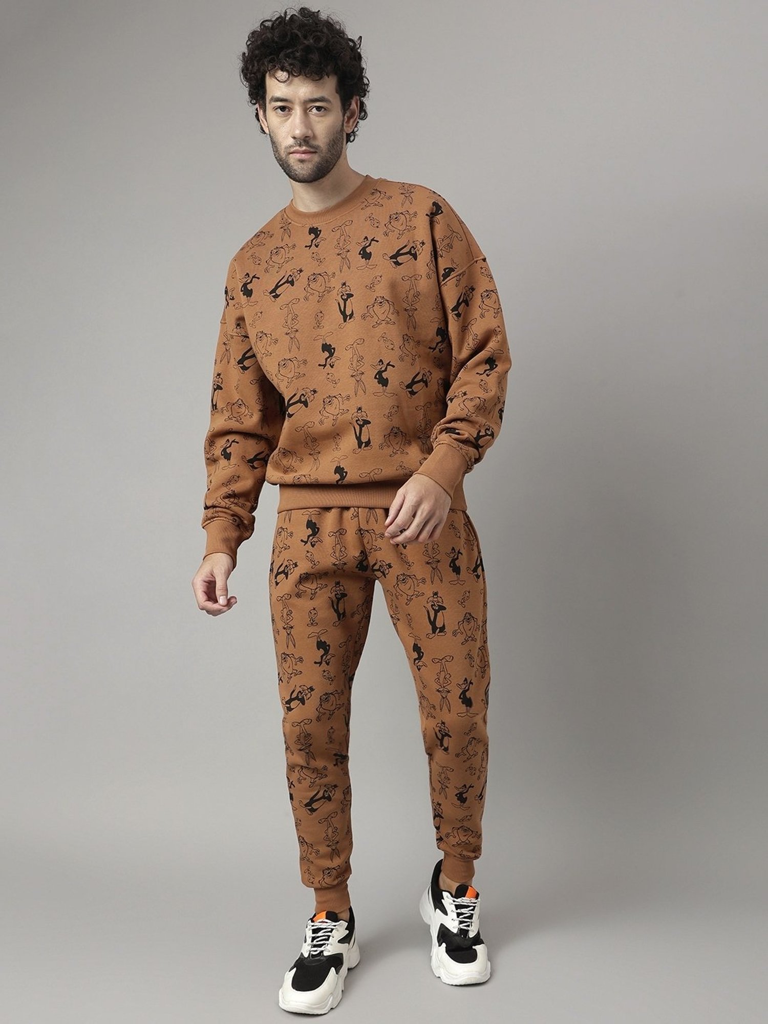 Free Authority Brown Loose Fit Looney Tunes Printed Co-Ord Set