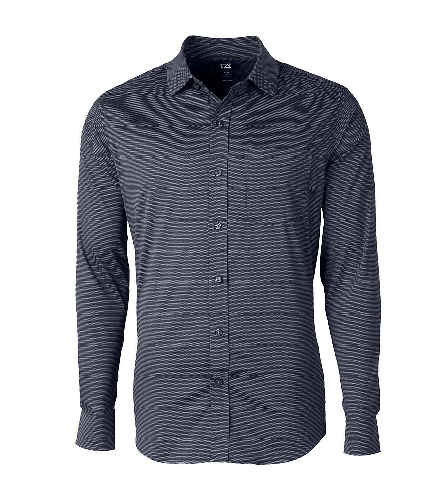 Cutter & Buck Big & Tall Versatech Geo Dobby Performance Stretch Long-Sleeve Woven Shirt