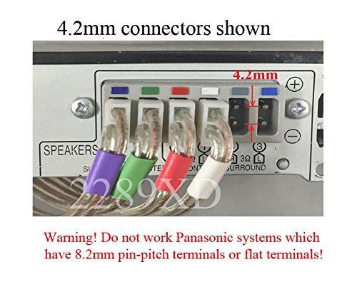 6 Speaker Wires/Cables / Cords for Select Panasonic Home Theater System or Sound Bar; 6 PCs; Total 86ft; 4.2mm Connector (Plug); 18 AWG Wire;