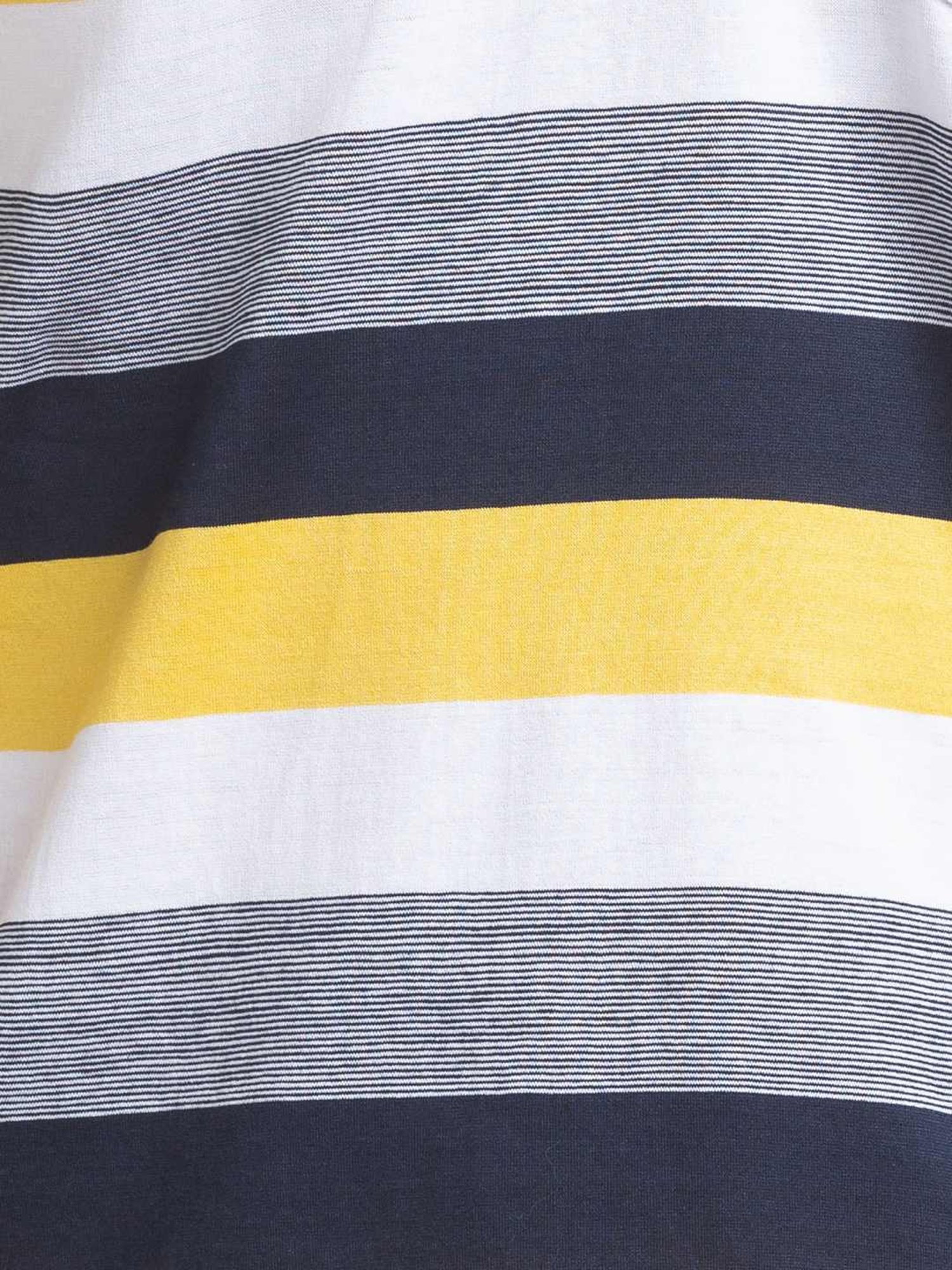 Parx Blue Pure Cotton Regular Fit Striped Polo T-Shirt