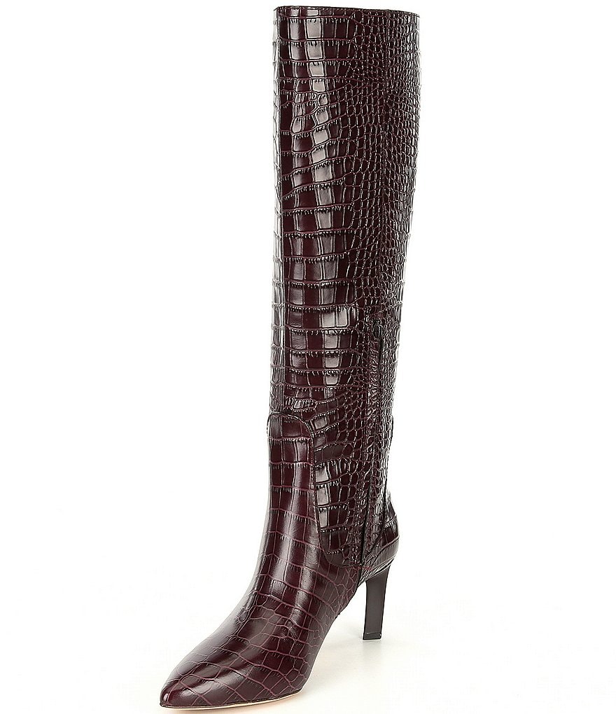 AD & Daughters Tasmine Croc Embossed Leather Tall Shaft Boots