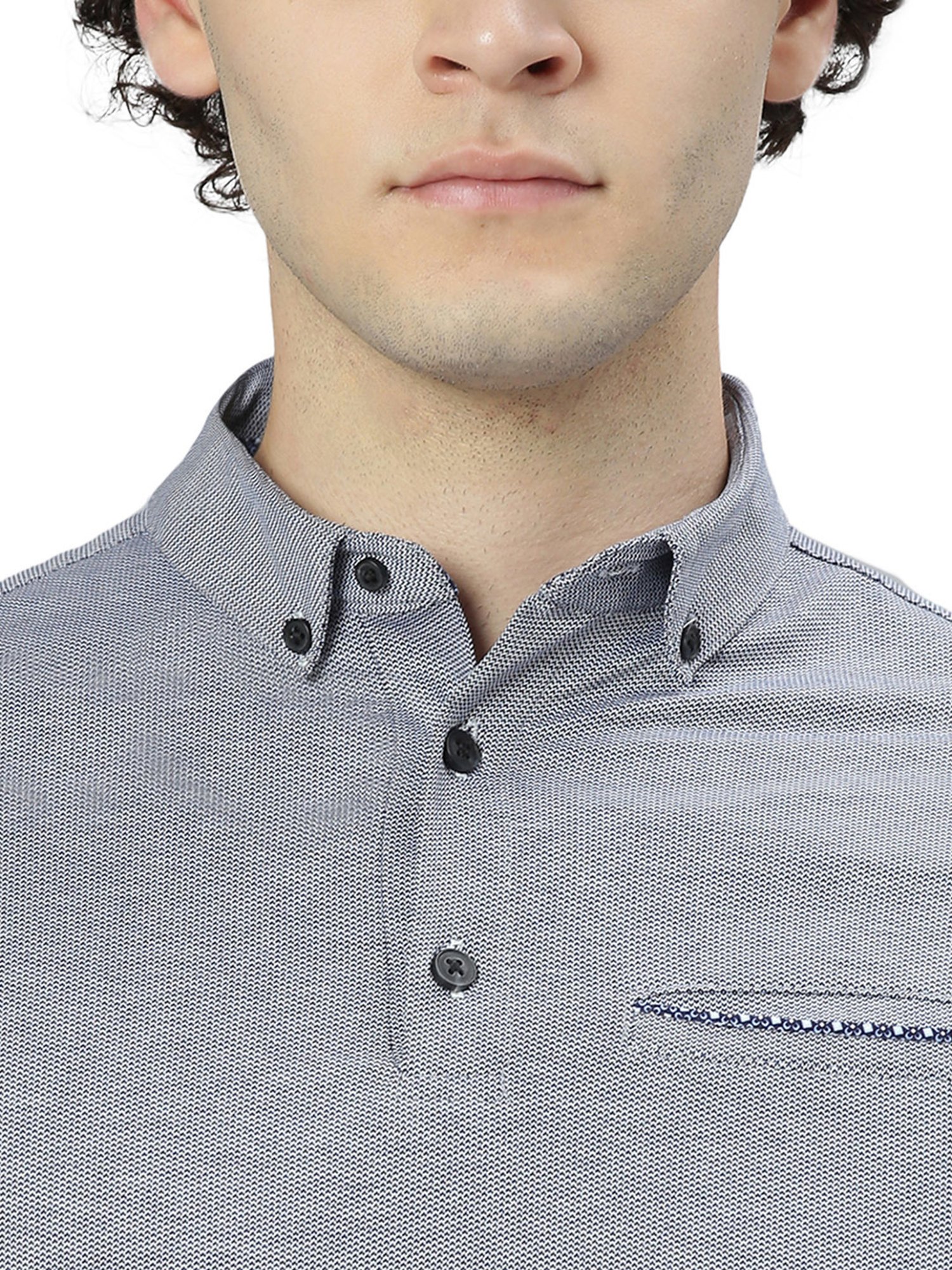 Slowave Blue Regular Fit Cotton Polo T-Shirt