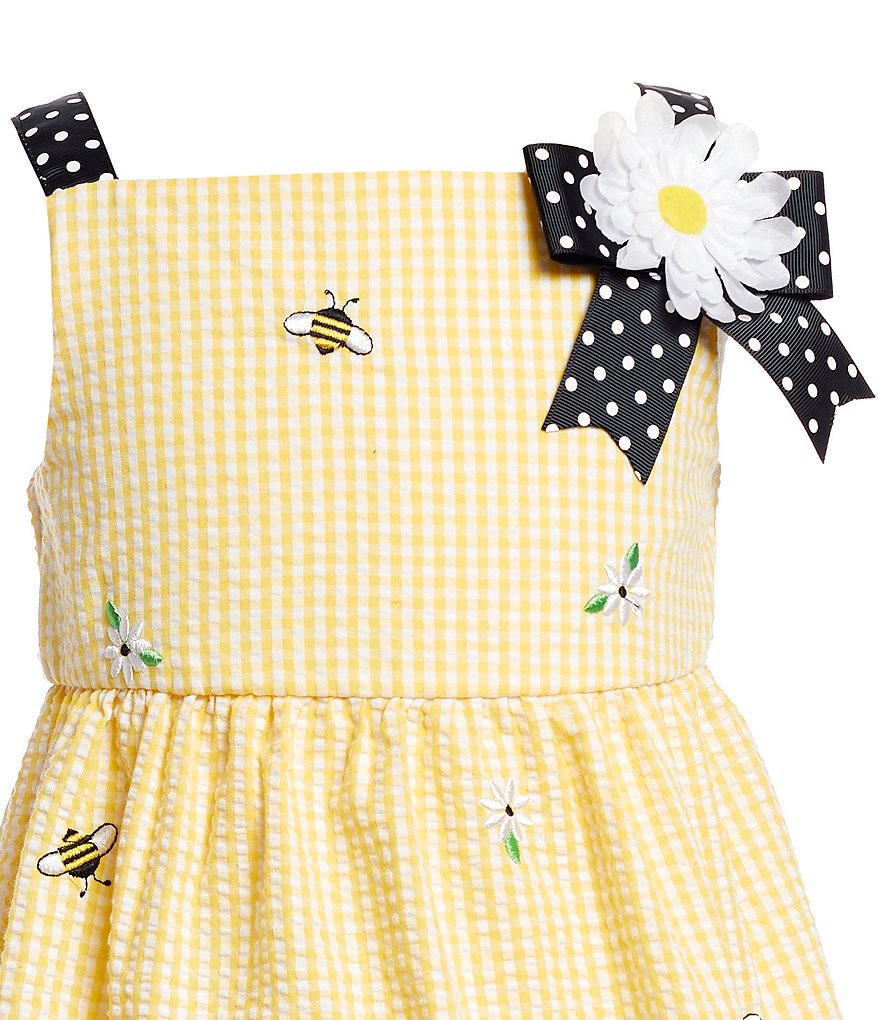 Laura Ashley Little Girls 2T-6X Seersucker/Strawberry-Print Mesh Fit-And-Flare Dress