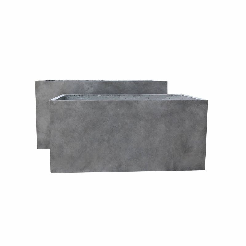 Set of 2 Kante Lightweight Modern Rectangular Outdoor Planters Natural Concrete - Rosemead Home & Garden, Inc.