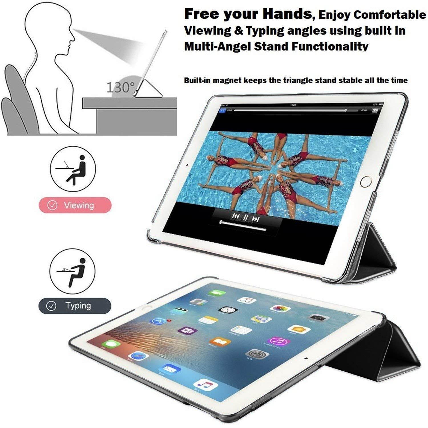 iPad Pro 10.5 Case (A1701, A1709) , Tri Fold Ultra Slim Fit Smart Shell Protective DuraSafe Premium Cover Auto Sleep/Wake, Multi-Angle Stand, Lightweight For Apple iPad Pro 10.5 Inch 2017 - Black)