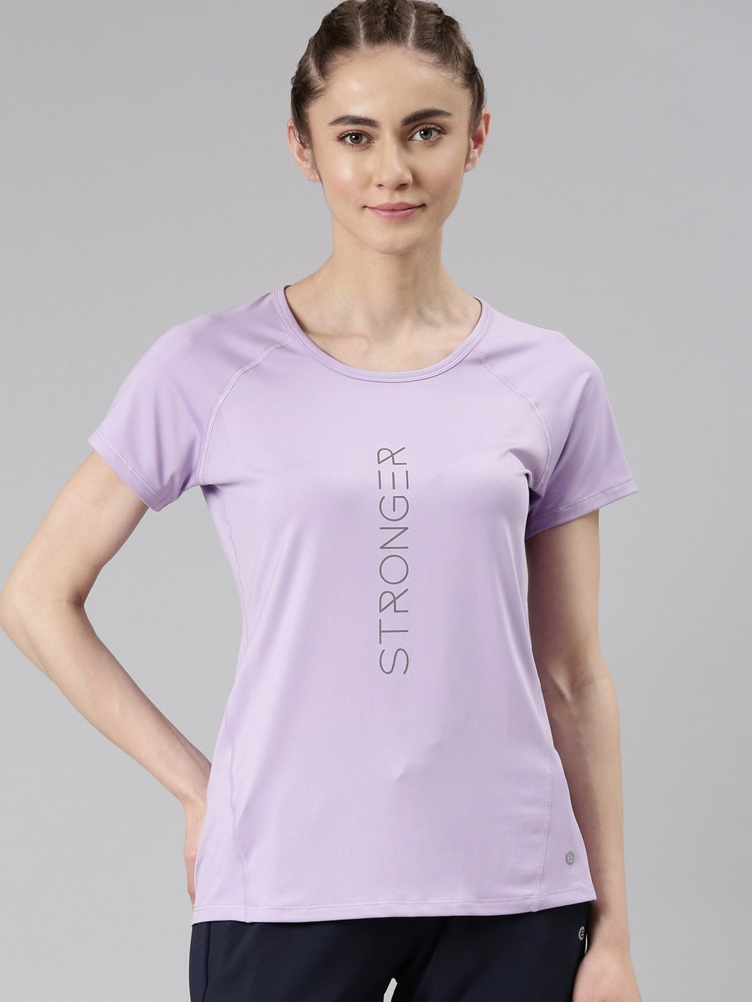 Enamor Purple Graphic Print Sports T-Shirt