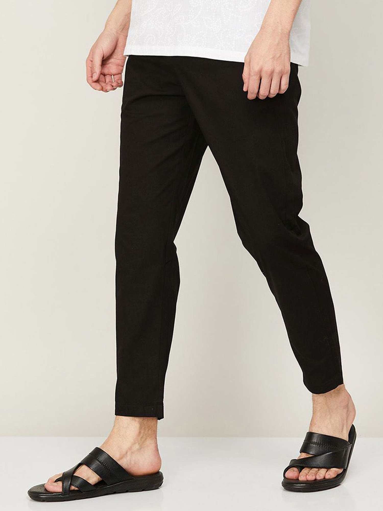 Melange by Lifestyle Black Cotton Regular Fit Churidars