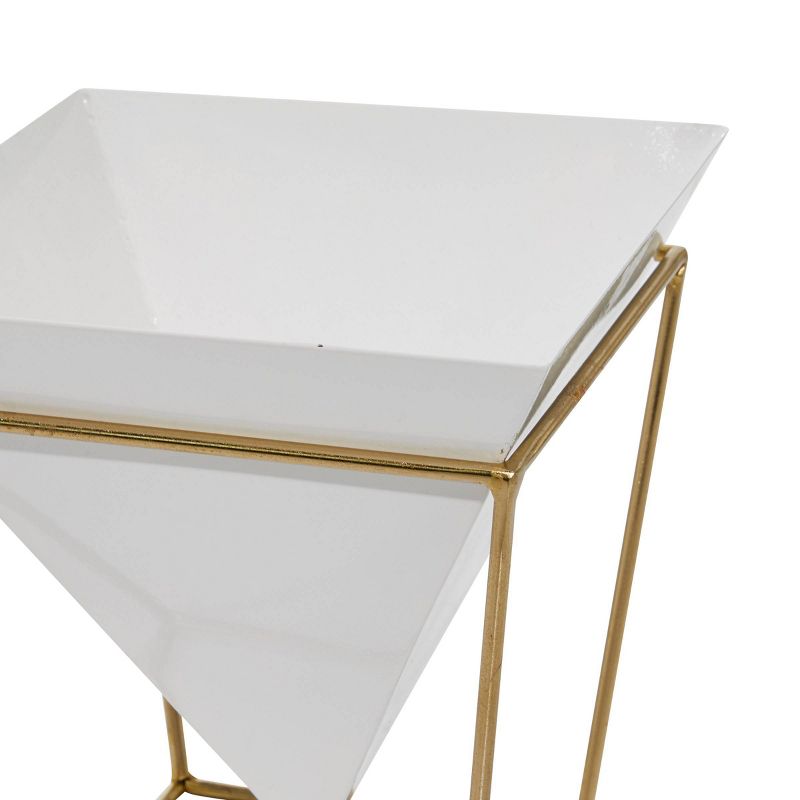 Set of 2 Geometric Planters with Metal Base White/Gold - CosmoLiving by Cosmopolitan
