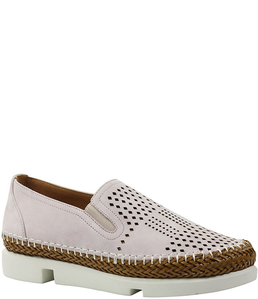 L'Amour Des Pieds Perforated Suede Stazzema Flatform Slip-Ons