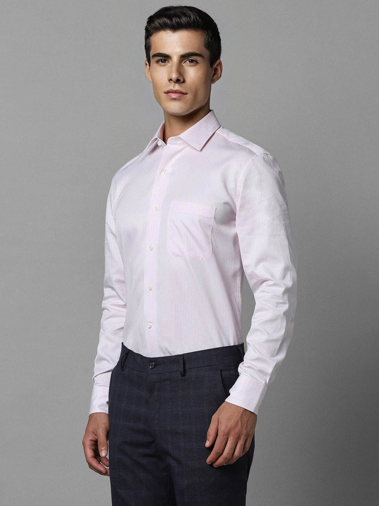 Luxure By Louis Philippe Pink Cotton Slim Fit Texture Shirt