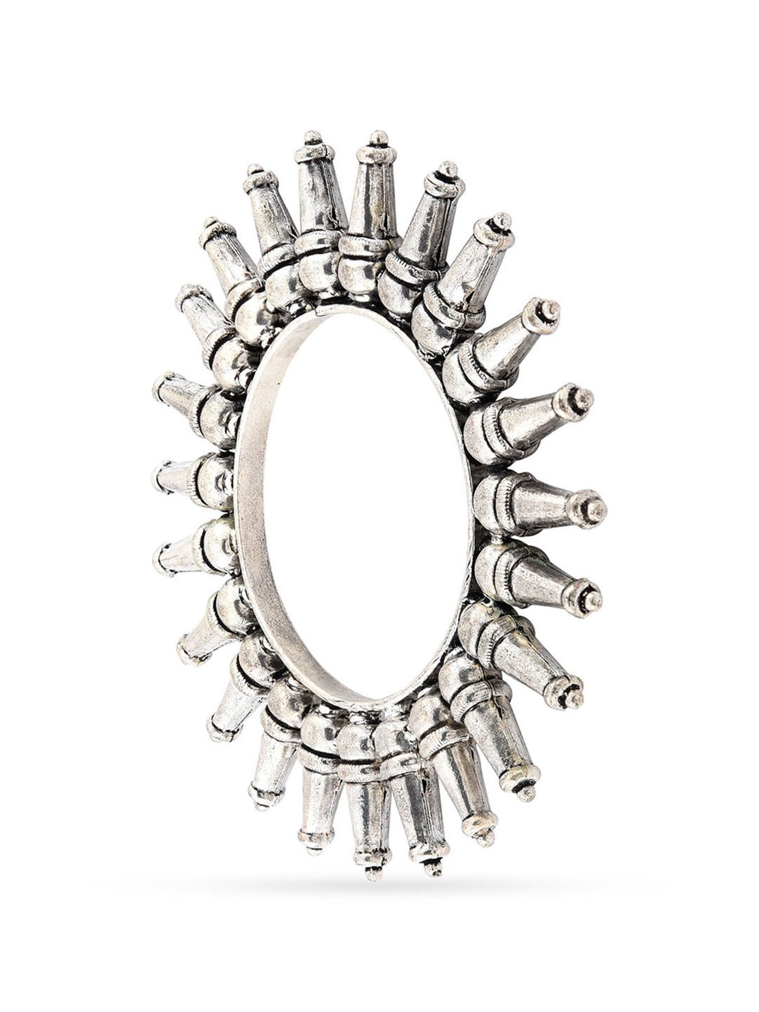 Fida Silver-Plated Oxidised Tribal Kada Bangle for Women