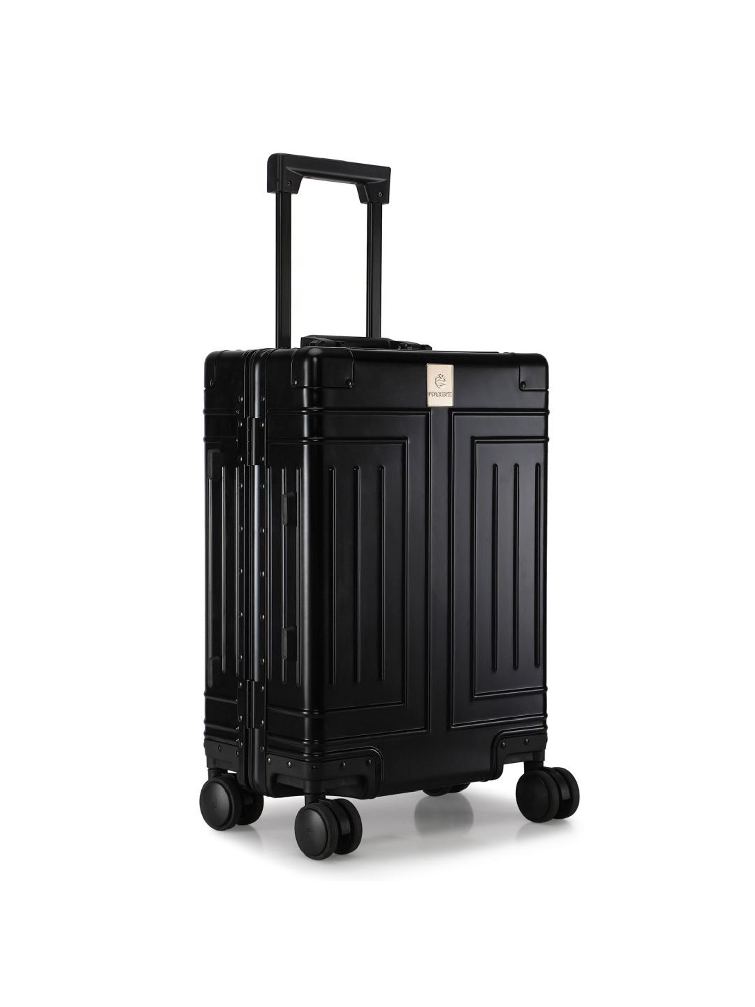 Perquisite Aluminium Trolly Black Textured Hard Cabin Bag - 56 cm