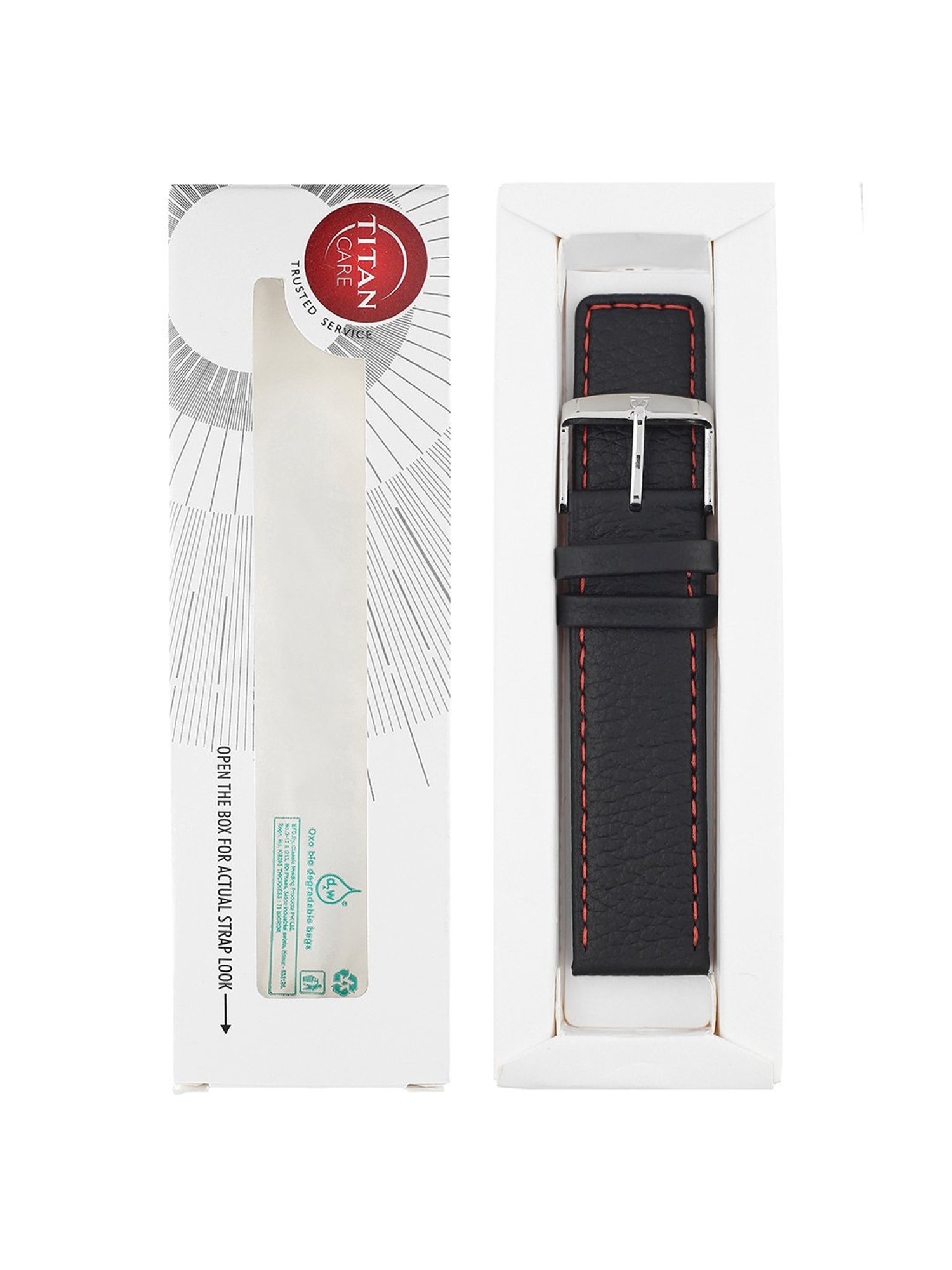 22MM BLACK Titan Genuine Leather Strap for MEN