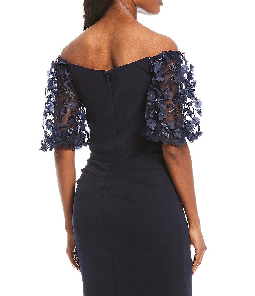 Xscape 3D Floral Applique Scuba Crepe Mermaid Gown