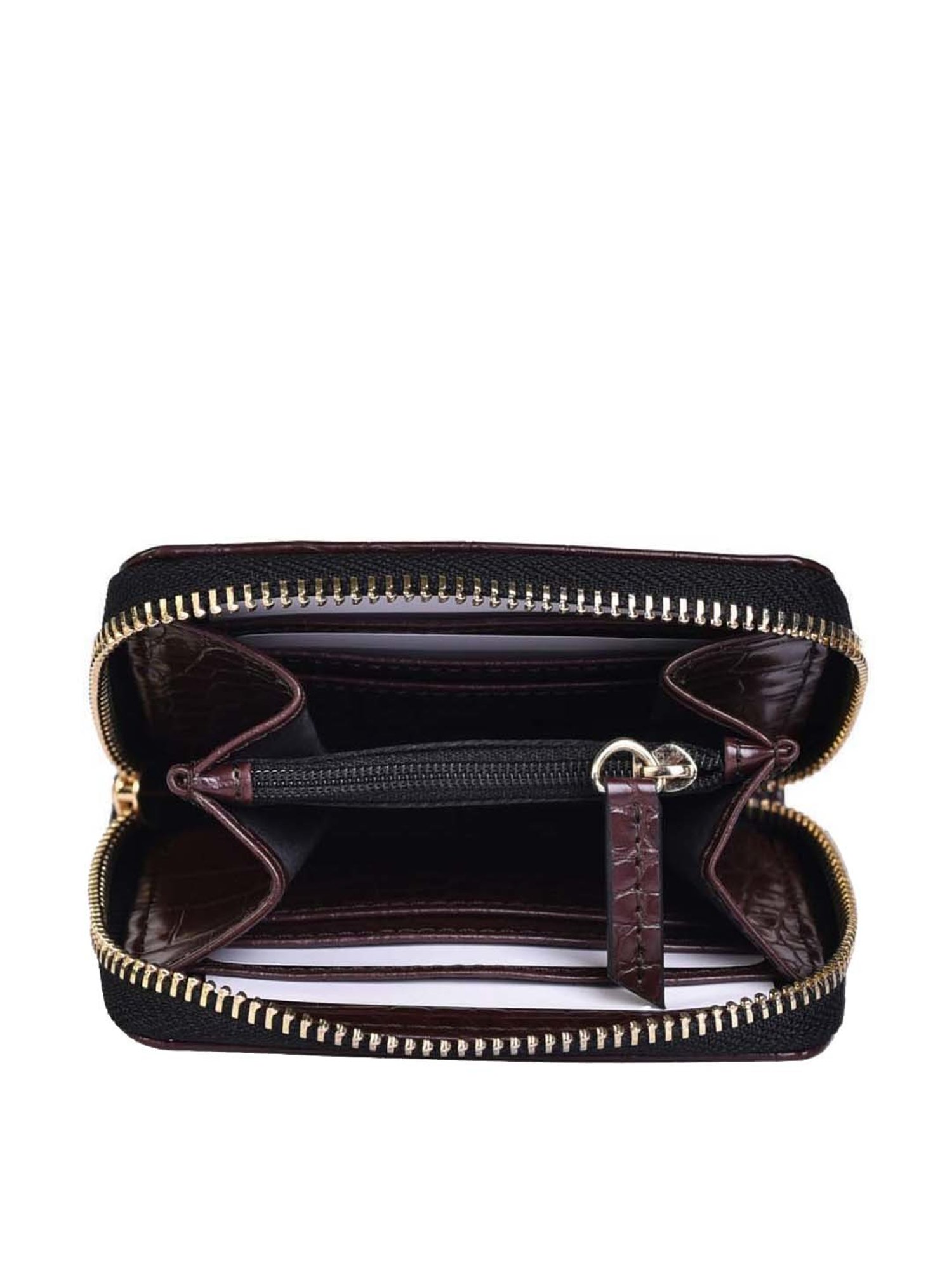 BELWABA Brown Textured Zip Around Wallet for Women