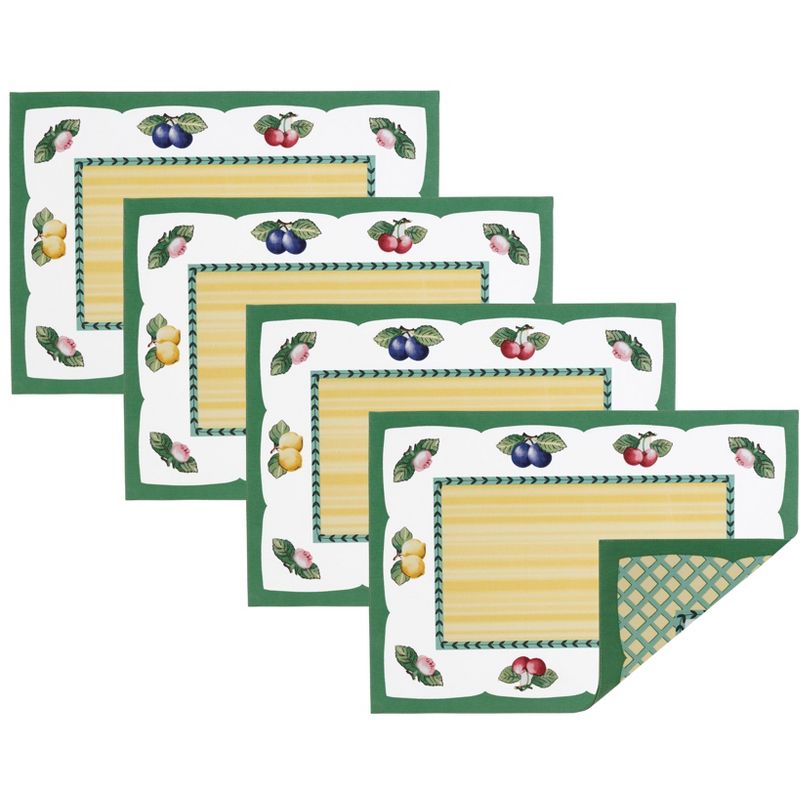 Villeroy & Boch - French Garden Cotton Fabric Reversible Placemat Set of 4 - 14" x 20"