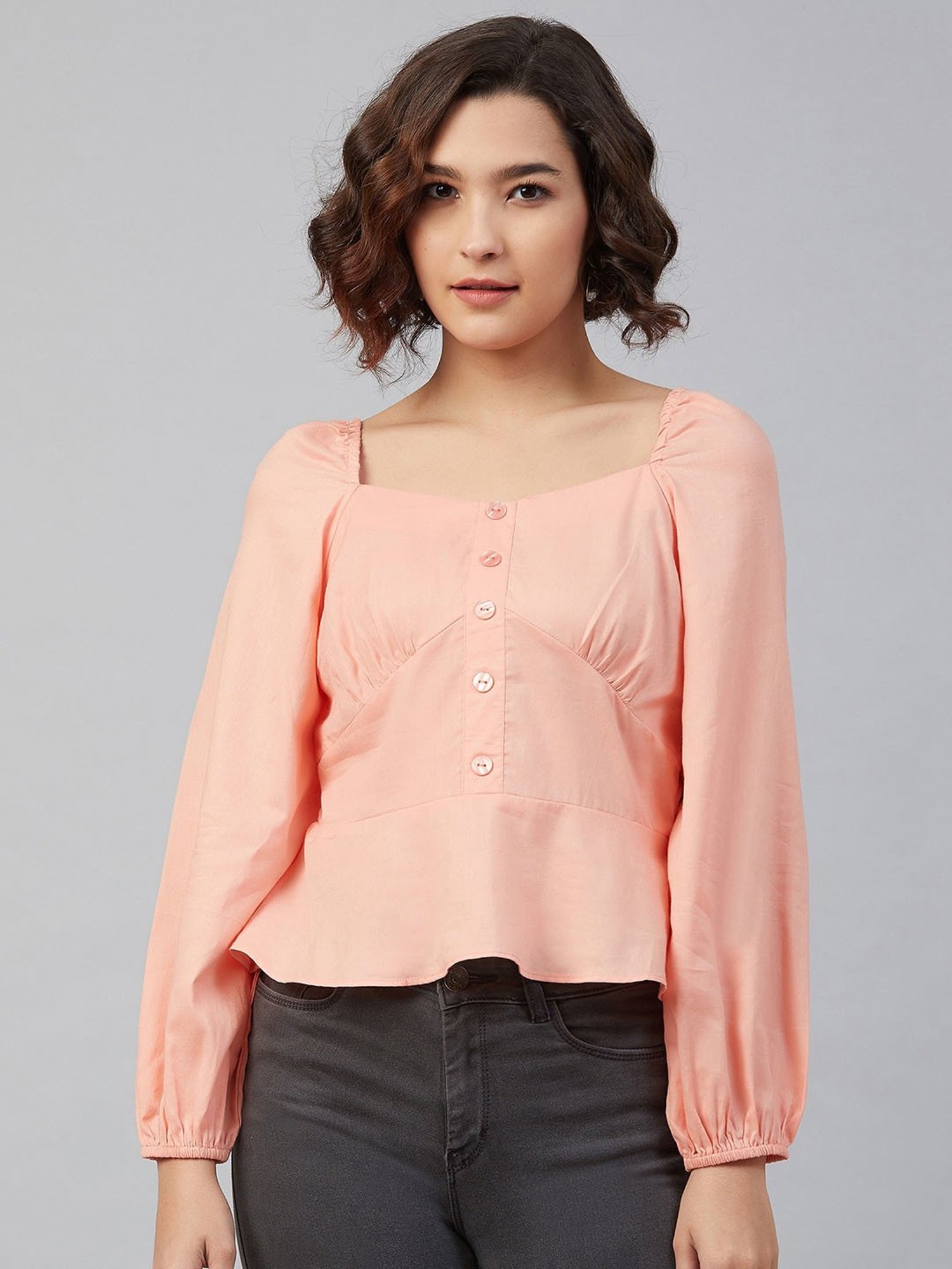 Carlton London Peach Peplum Top