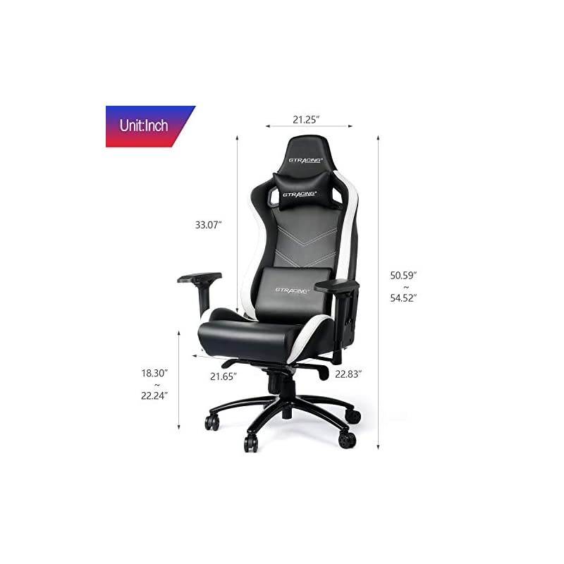 Luxury Gaming Chair Racing Style with High Backrest, Recliner, Swivel, Tilt, 4D Armrests, Rocker & Seat Height Adjustment Mechanisms（ White&Black）