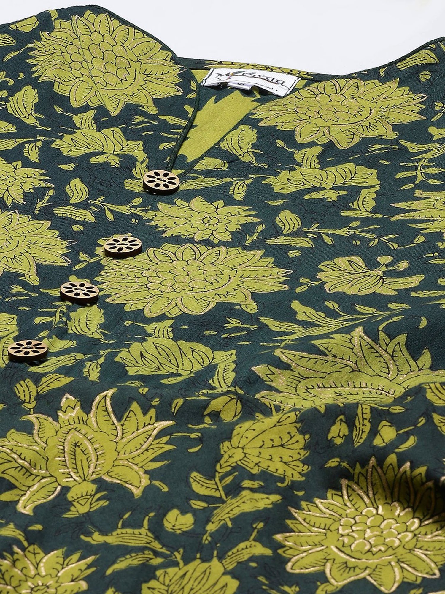 Miravan Green Floral Print Anarkali Kurta With Dupatta