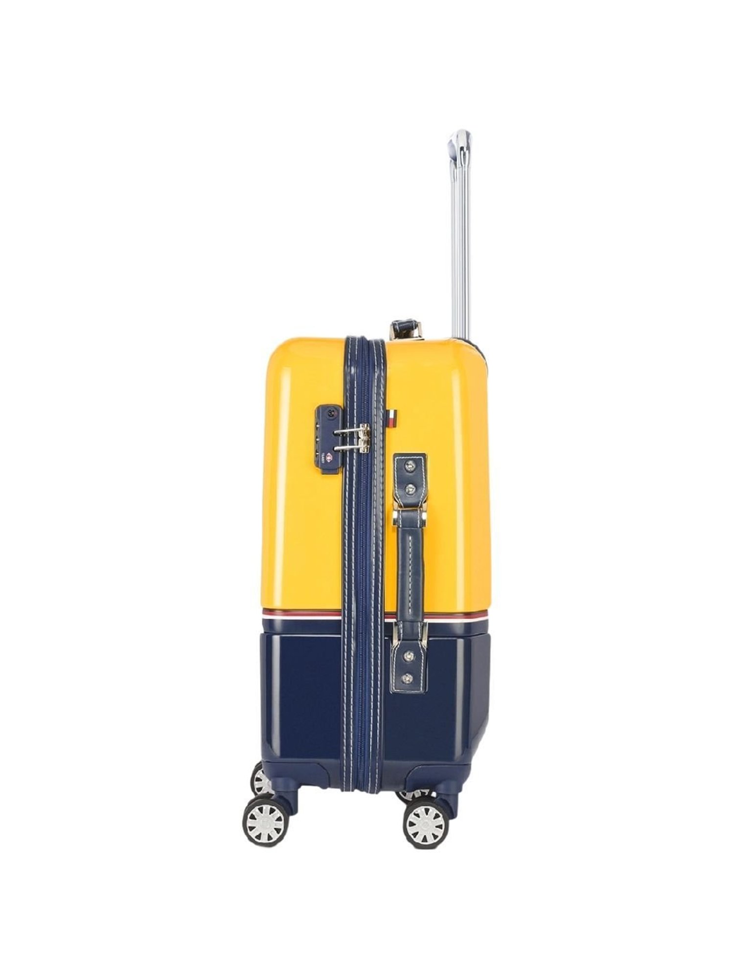 TOMMY HILFIGER Twins Pro Yellow & Navy 8 Wheels Small Hard Cabin Trolley Bag
