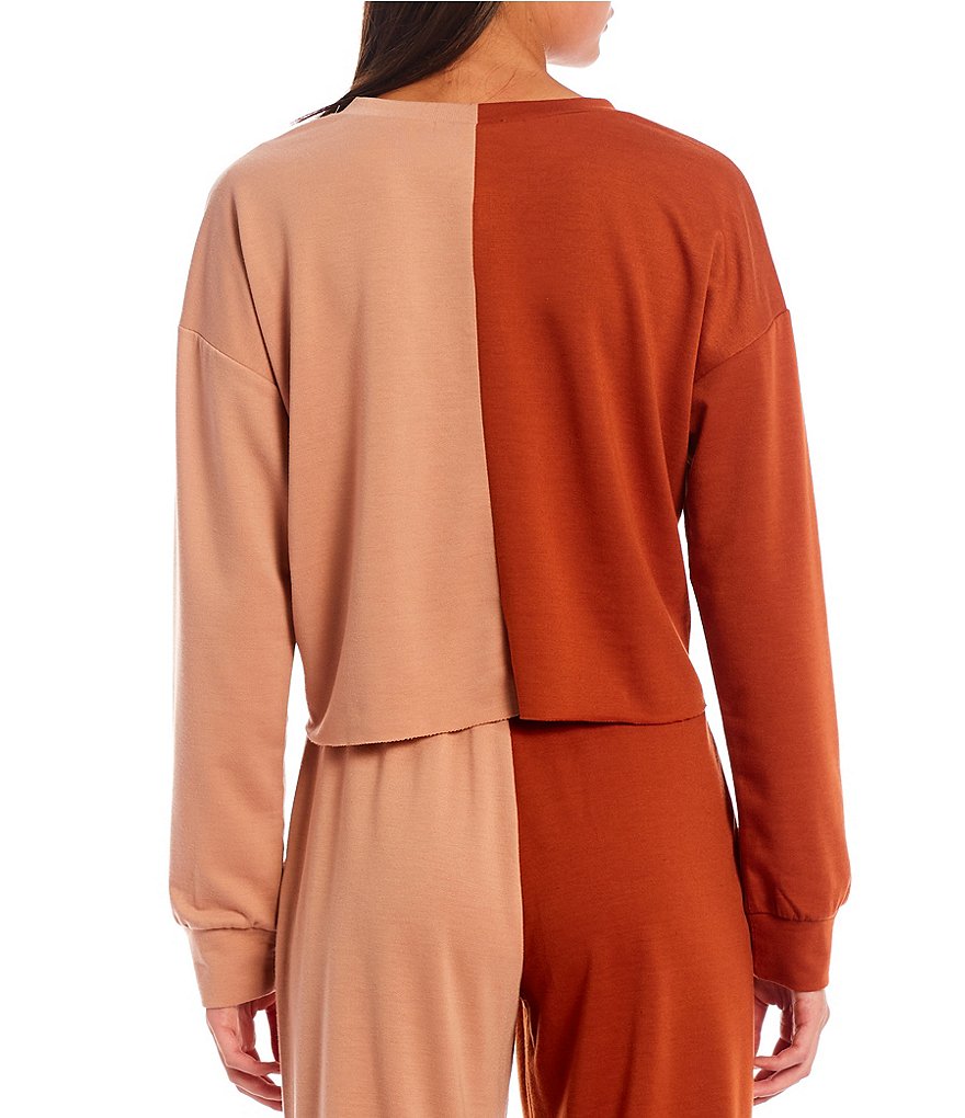 Honey & Sparkle Coordinating Colorblock Long Sleeve Cropped Pullover