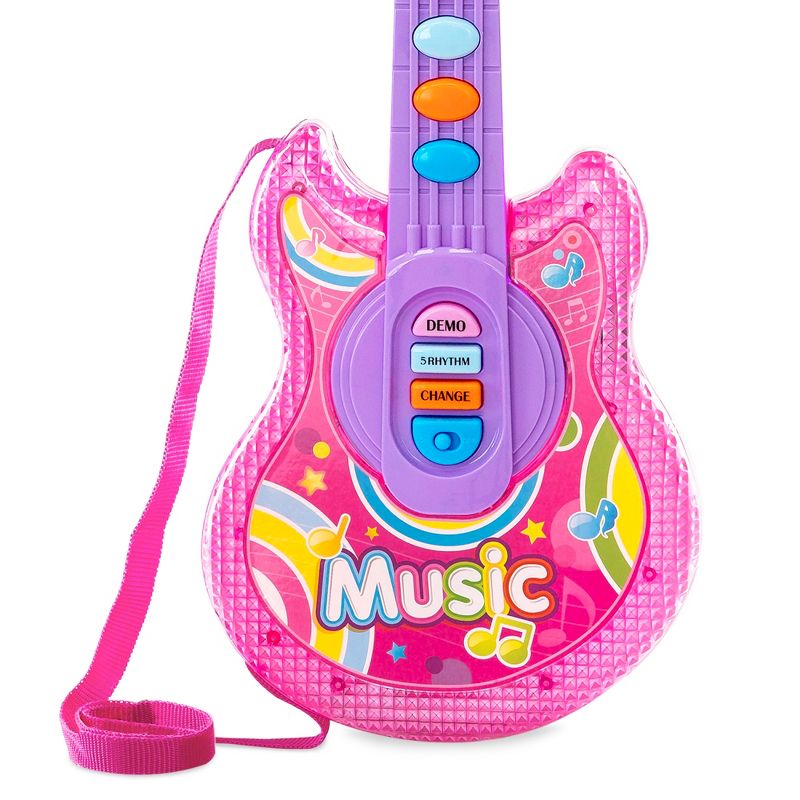 Best Choice Products 19in Kids Toddlers Flash Guitar Pretend Musical Instrument Toy w/ Mic, MP3 Compatible - Pink