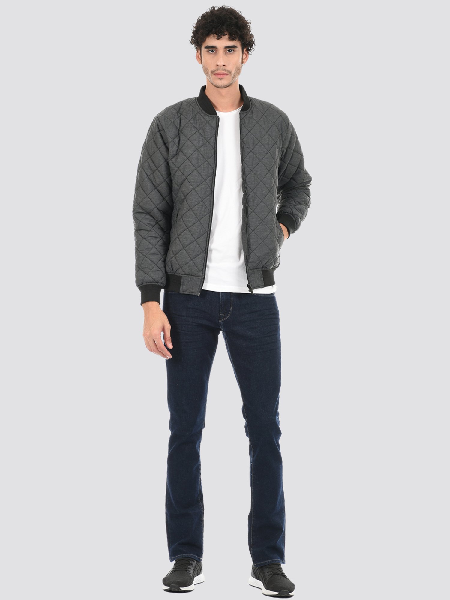London Fog Grey Regular Fit Self Pattern Jacket