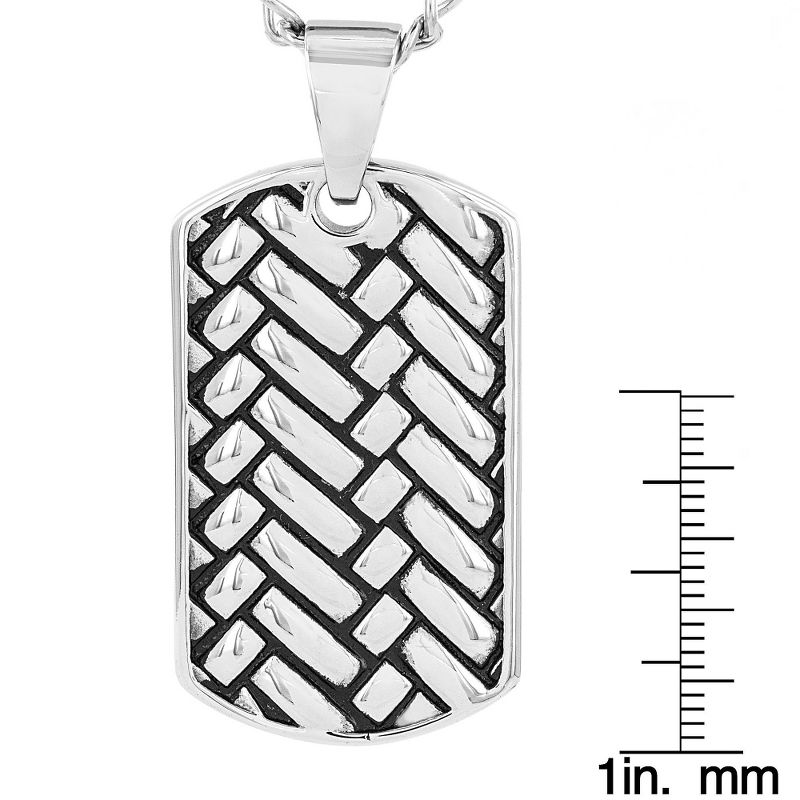 Crucible Men's Stainless Steel Woven Design Dog Tag Pendant
