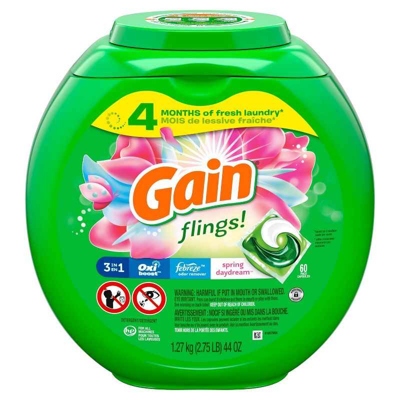 Gain flings! Spring Daydream Scent Liquid Laundry Detergent Pacs - 60ct