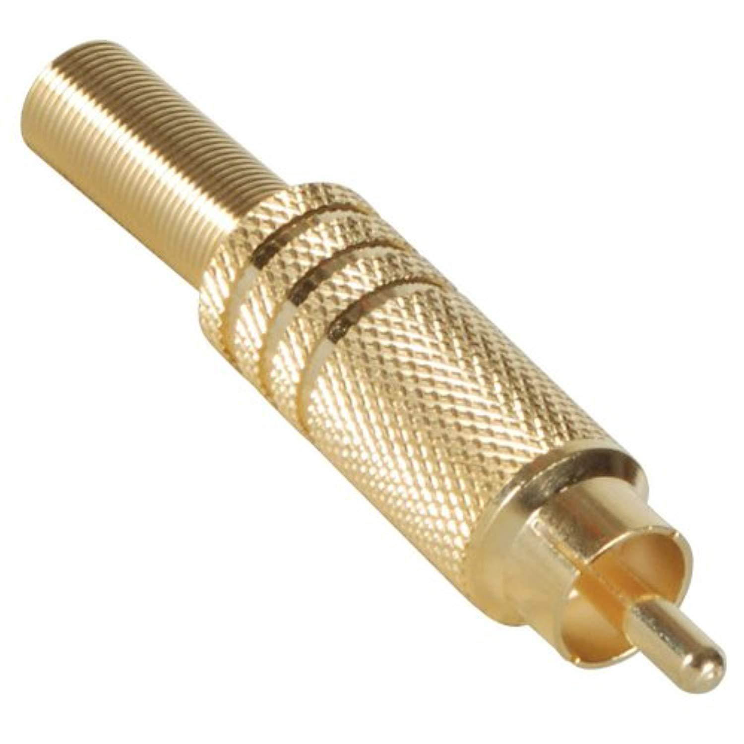 parts express gold plated male rca plug connector with strain relief